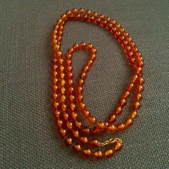 Amber Tone Round Beads Necklace - Picture 2 of 2